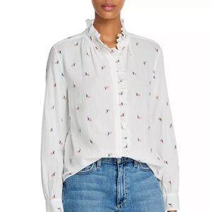 Rebecca Taylor White Blouse with Floral Accents